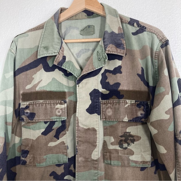 U.S. Army Woodland Camo Combat Field Jacket M Vintage Button Up - Picture 3 of 15